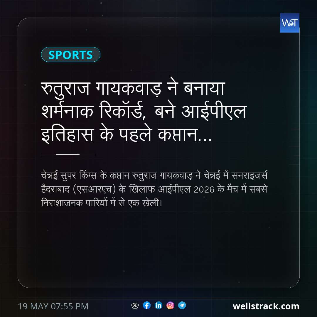 रुतुराज गायकवाड़ ने बनाया शर्मनाक रिकॉर्ड, बने आईपीएल इतिहास के पहले कप्तान... — WellsTrack
