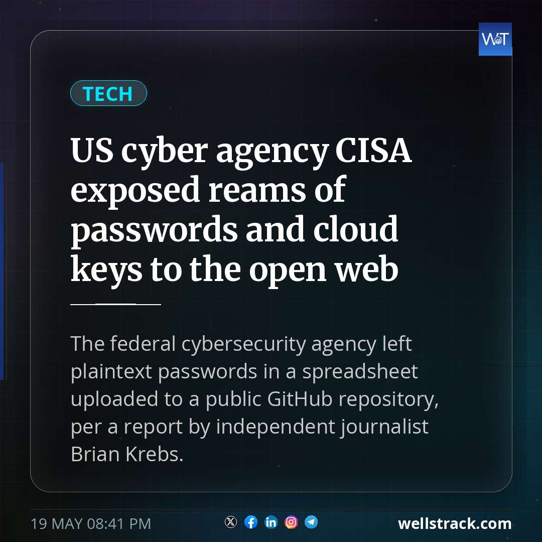 US cyber agency CISA exposed reams of passwords and cloud keys to the open web — WellsTrack