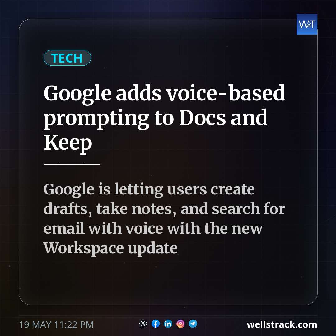 Google adds voice-based prompting to Docs and Keep — WellsTrack