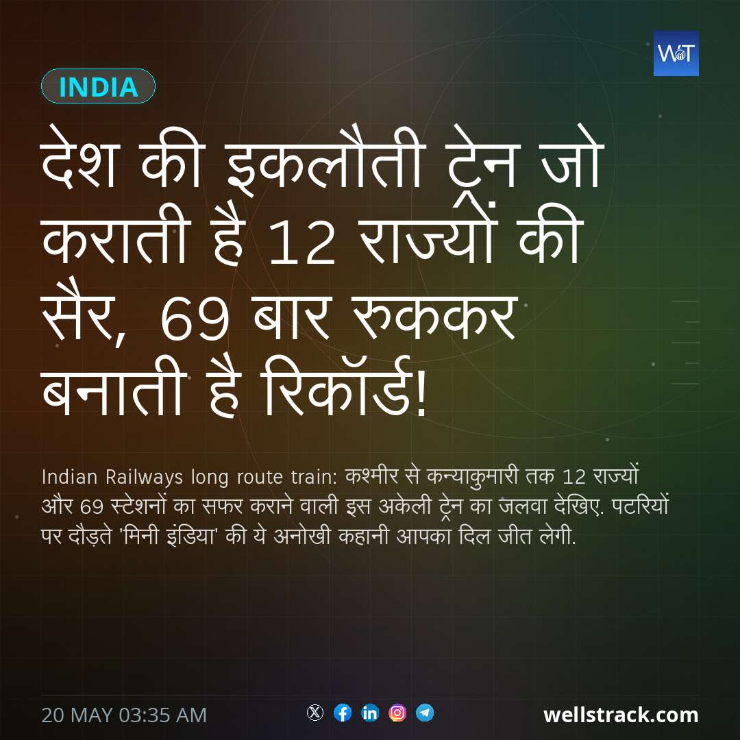 देश की इकलौती ट्रेन जो कराती है 12 राज्यों की सैर, 69 बार रुककर बनाती है रिकॉर्ड! — WellsTrack