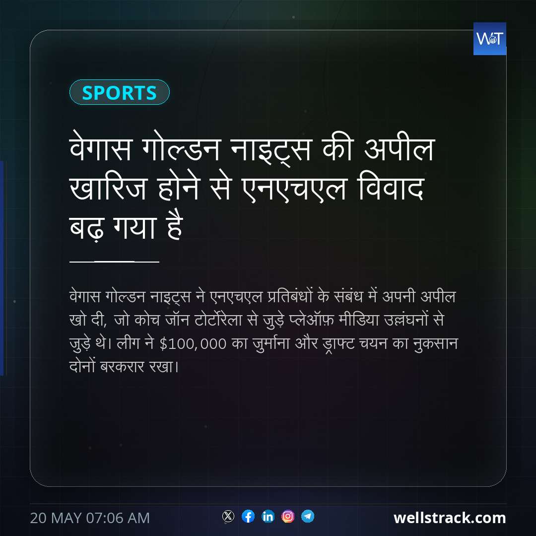वेगास गोल्डन नाइट्स की अपील खारिज होने से एनएचएल विवाद बढ़ गया है — WellsTrack