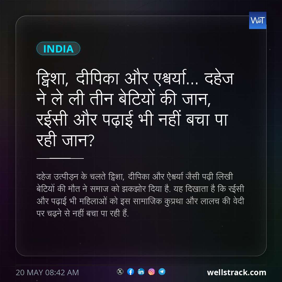 ट्विशा, दीपिका और एश्वर्या... दहेज ने ले ली तीन बेटियों की जान, रईसी और पढ़ाई भी नहीं बचा पा रही जान? — WellsTrack