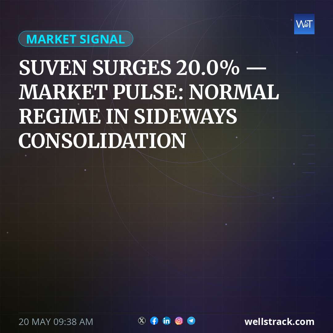 SUVEN SURGES 20.0% — MARKET PULSE: NORMAL REGIME IN SIDEWAYS CONSOLIDATION — WellsTrack