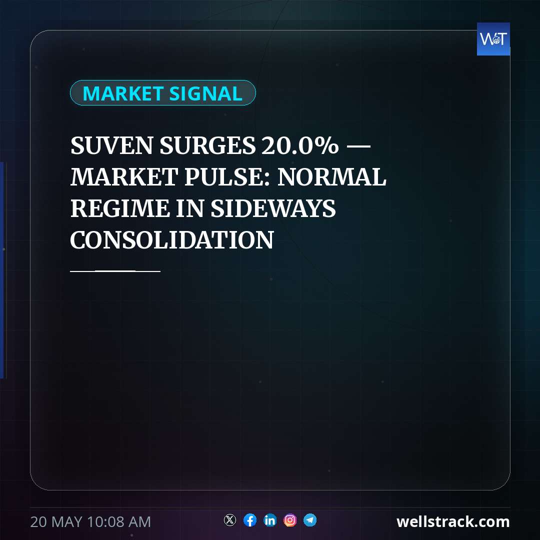 SUVEN SURGES 20.0% — MARKET PULSE: NORMAL REGIME IN SIDEWAYS CONSOLIDATION — WellsTrack