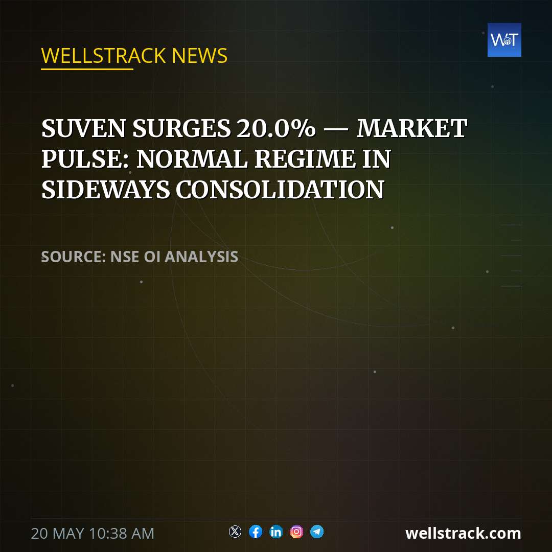 SUVEN SURGES 20.0% — MARKET PULSE: NORMAL REGIME IN SIDEWAYS CONSOLIDATION — WellsTrack