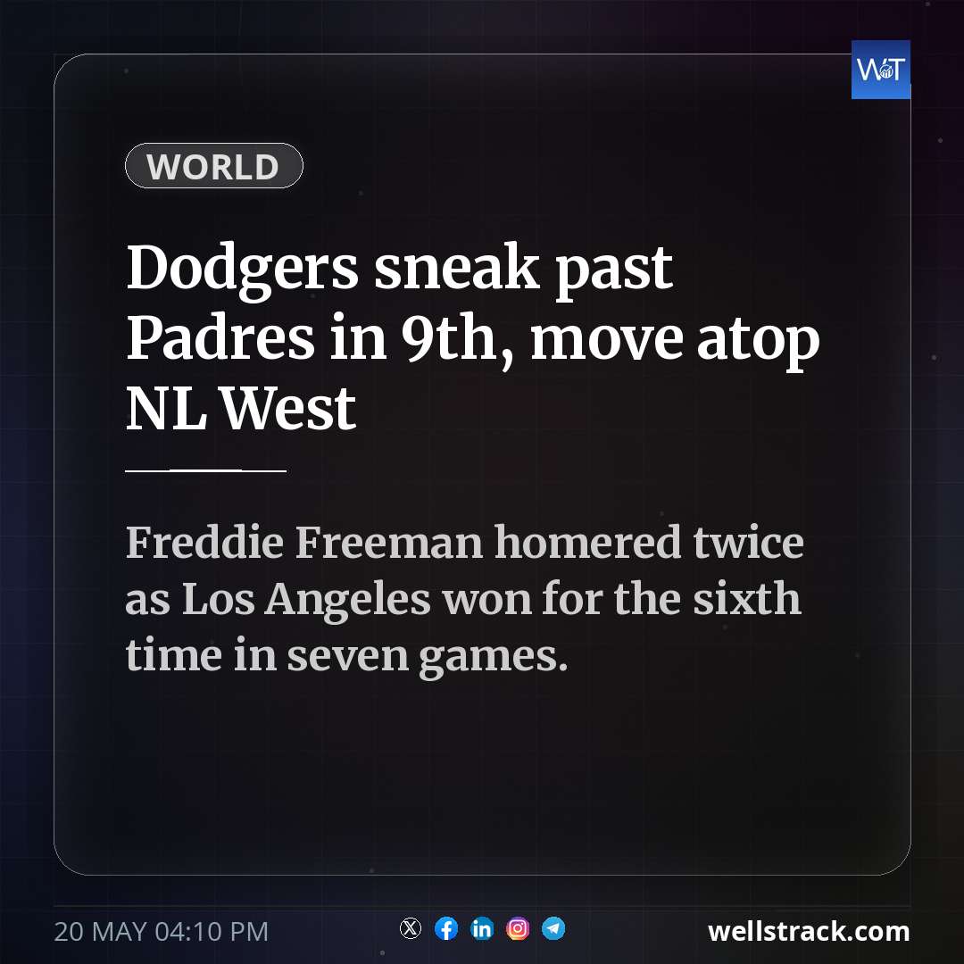 Dodgers sneak past Padres in 9th, move atop NL West — WellsTrack