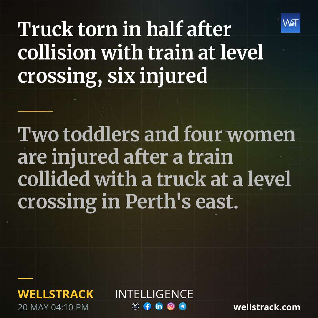 Truck torn in half after collision with train at level crossing, six injured — WellsTrack