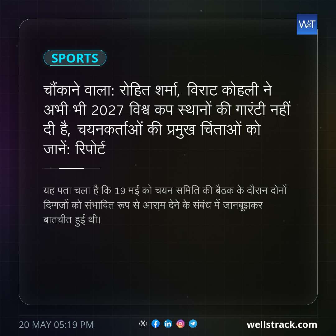 चौंकाने वाला: रोहित शर्मा, विराट कोहली ने अभी भी 2027 विश्व कप स्थानों की गारंटी नहीं दी है, चयनकर्ताओं की प्रमुख चिंताओं को जानें: रिपोर्ट — WellsTrack