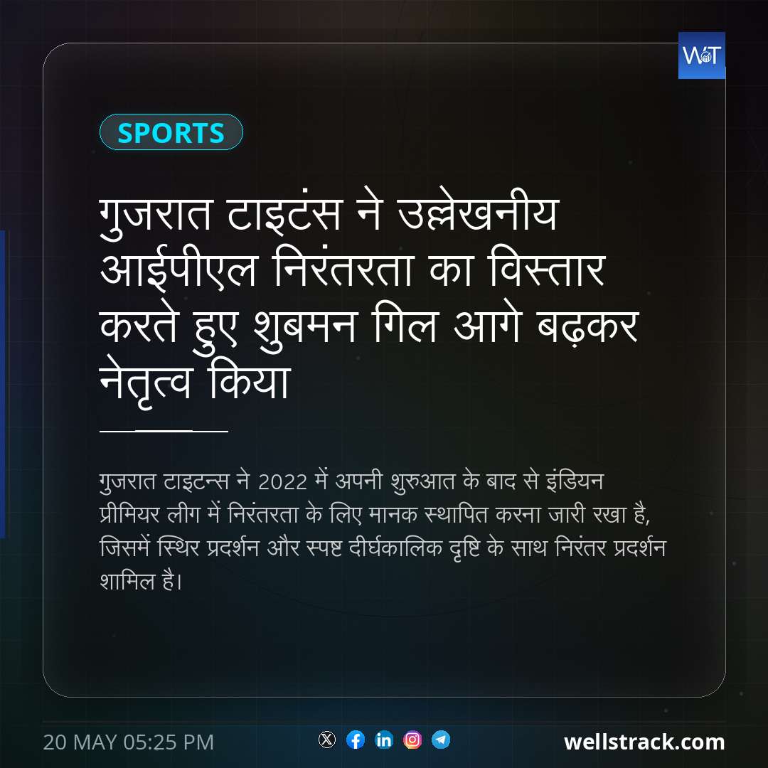 गुजरात टाइटंस ने उल्लेखनीय आईपीएल निरंतरता का विस्तार करते हुए शुबमन गिल आगे बढ़कर नेतृत्व किया — WellsTrack