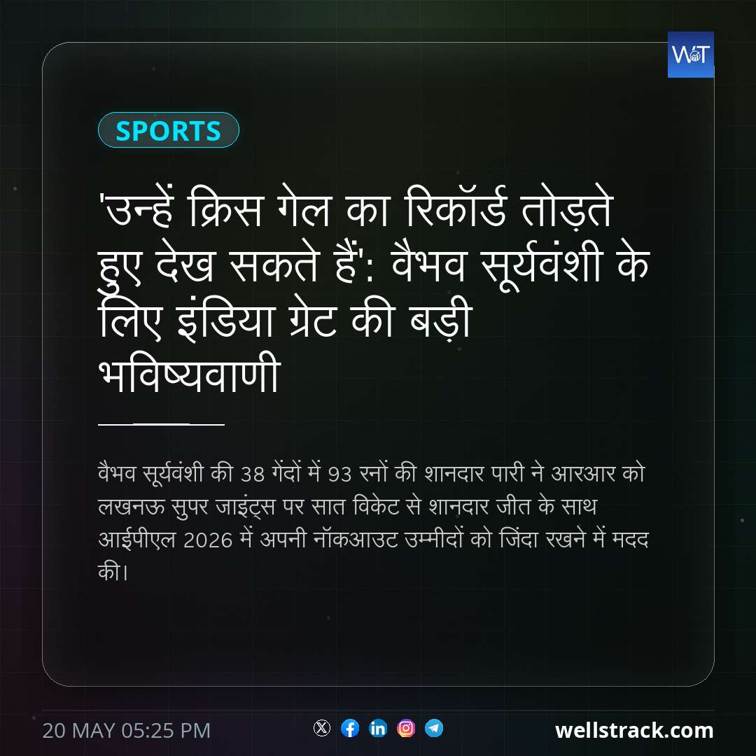 'उन्हें क्रिस गेल का रिकॉर्ड तोड़ते हुए देख सकते हैं': वैभव सूर्यवंशी के लिए इंडिया ग्रेट की बड़ी भविष्यवाणी — WellsTrack