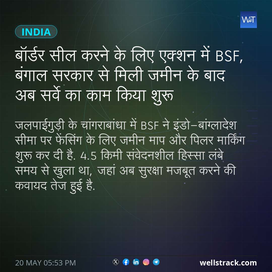 बॉर्डर सील करने के लिए एक्शन में BSF, बंगाल सरकार से मिली जमीन के बाद अब सर्वे का काम किया शुरू — WellsTrack