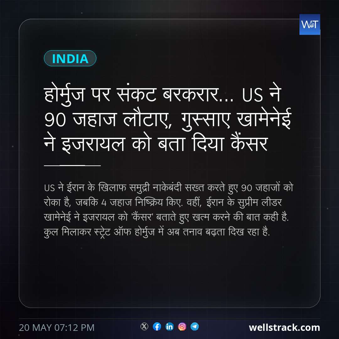 होर्मुज पर संकट बरकरार... US ने 90 जहाज लौटाए, गुस्साए खामेनेई ने इजरायल को बता दिया कैंसर — WellsTrack