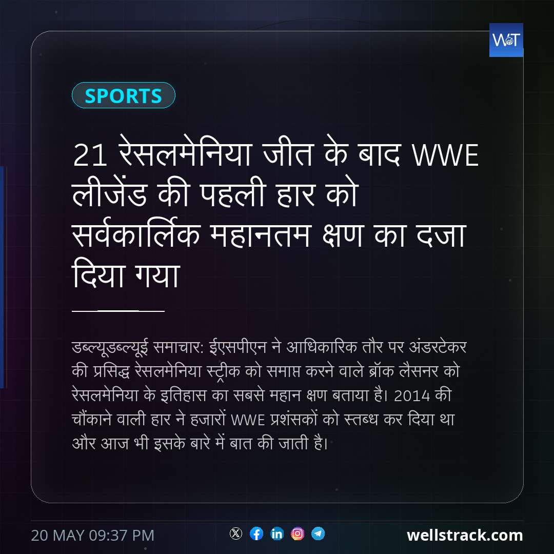 21 रेसलमेनिया जीत के बाद WWE लीजेंड की पहली हार को सर्वकालिक महानतम क्षण का दर्जा दिया गया — WellsTrack