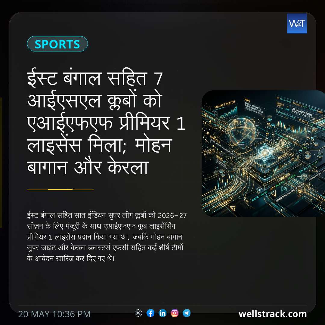 ईस्ट बंगाल सहित 7 आईएसएल क्लबों को एआईएफएफ प्रीमियर 1 लाइसेंस मिला; मोहन बागान और केरला ब्लास्टर्स ने खारिज कर दिया — WellsTrack