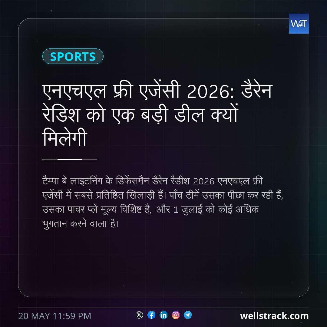 एनएचएल फ्री एजेंसी 2026: डैरेन रेडिश को एक बड़ी डील क्यों मिलेगी — WellsTrack