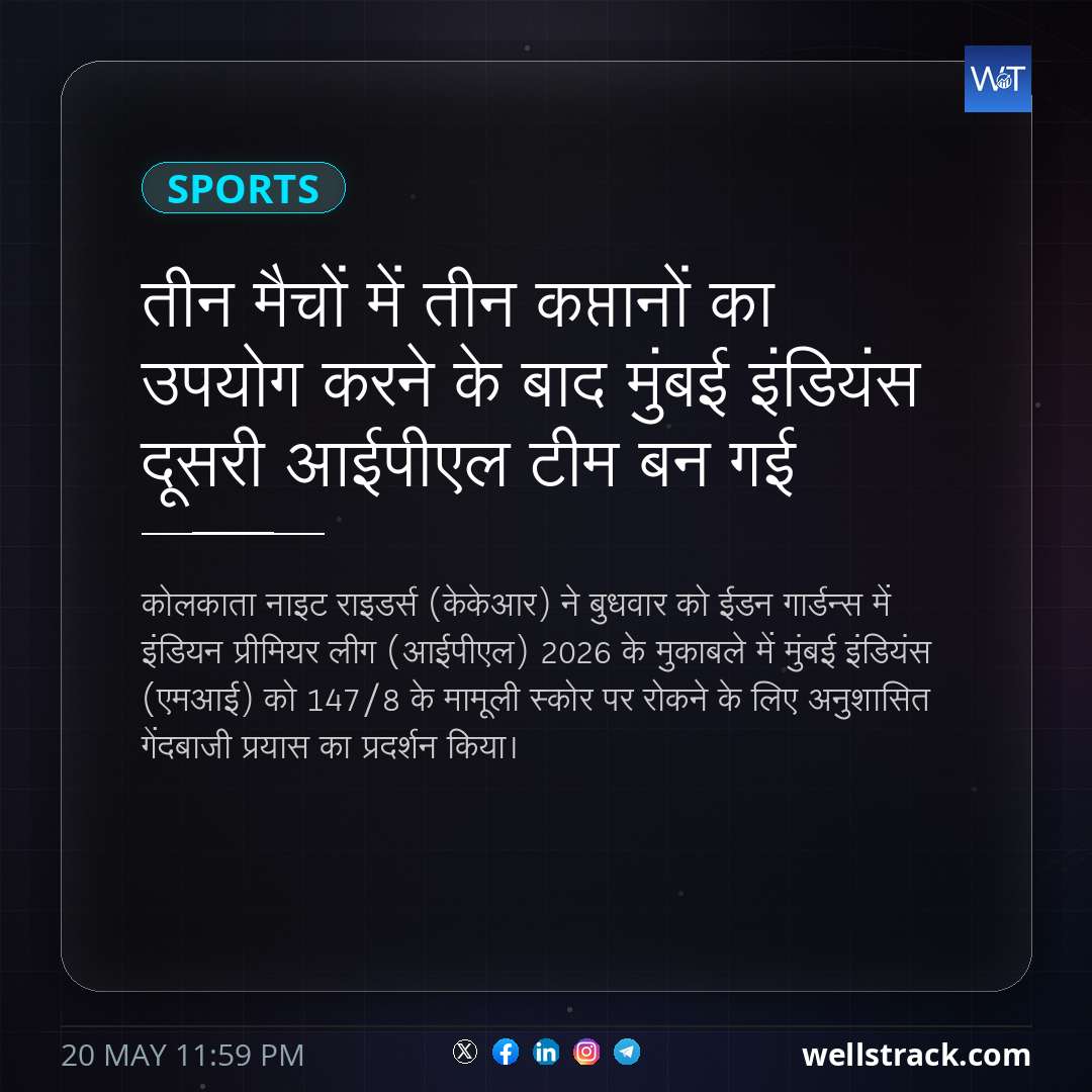 तीन मैचों में तीन कप्तानों का उपयोग करने के बाद मुंबई इंडियंस दूसरी आईपीएल टीम बन गई — WellsTrack