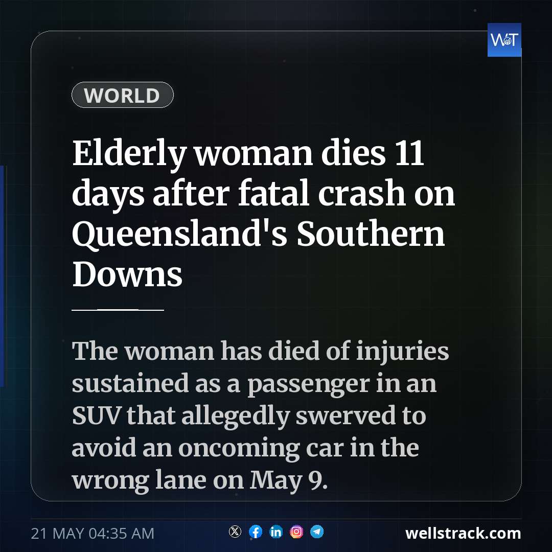 Elderly woman dies 11 days after fatal crash on Queensland's Southern Downs — WellsTrack