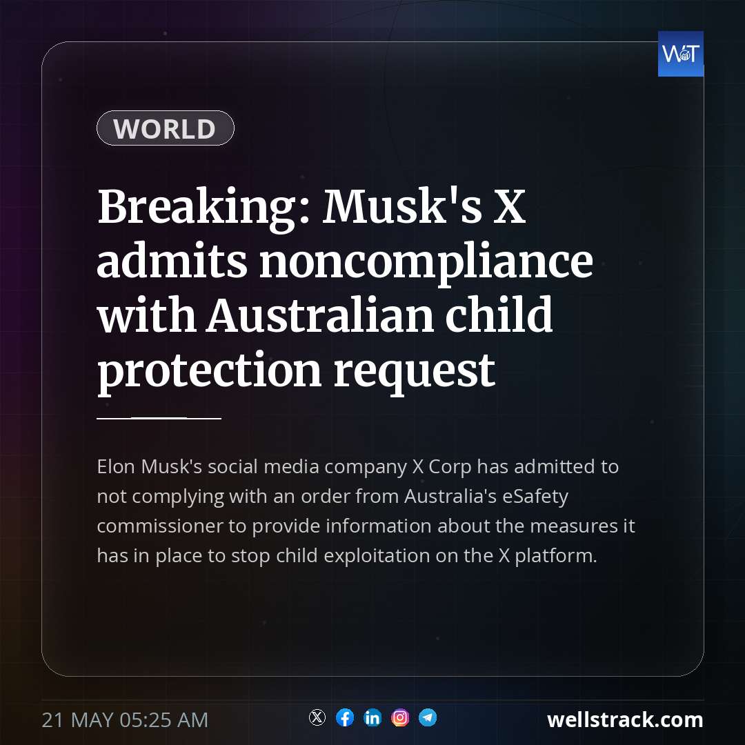 Breaking: Musk's X admits noncompliance with Australian child protection request — WellsTrack