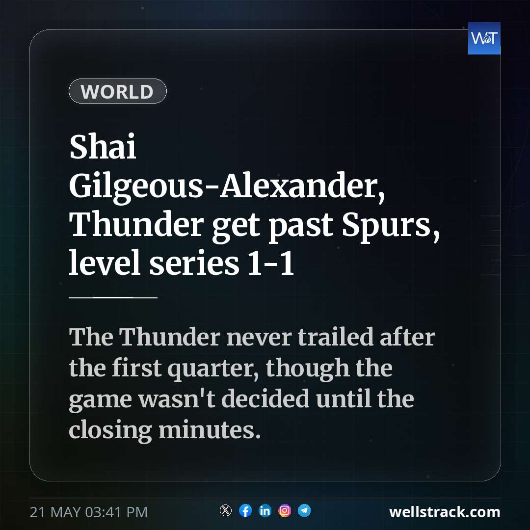 Shai Gilgeous-Alexander, Thunder get past Spurs, level series 1-1 — WellsTrack