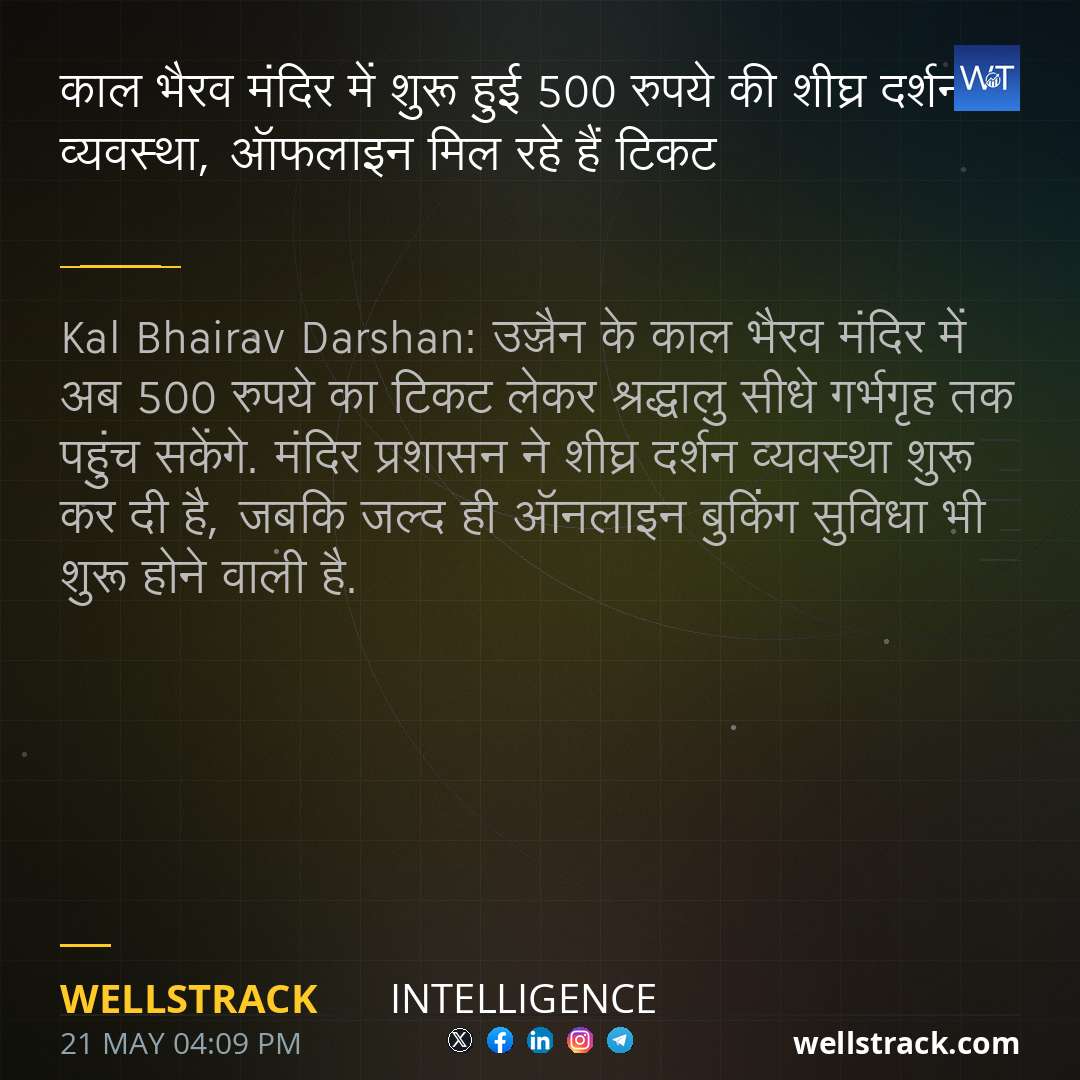 काल भैरव मंदिर में शुरू हुई 500 रुपये की शीघ्र दर्शन व्यवस्था, ऑफलाइन म‍िल रहे हैं ट‍िकट — WellsTrack