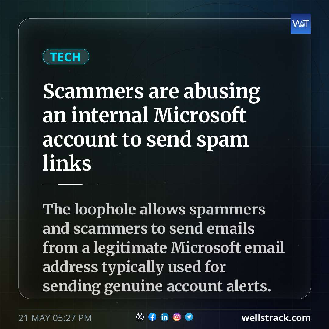 Scammers are abusing an internal Microsoft account to send spam links — WellsTrack
