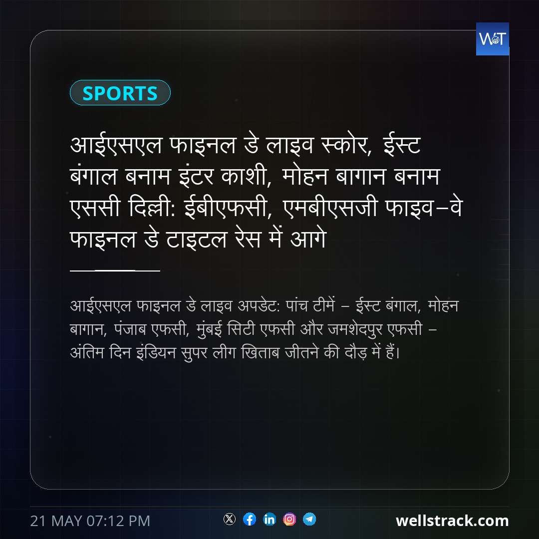 आईएसएल फाइनल डे लाइव स्कोर, ईस्ट बंगाल बनाम इंटर काशी, मोहन बागान बनाम एससी दिल्ली: ईबीएफसी, एमबीएसजी फाइव-वे फाइनल डे टाइटल रेस में आगे — WellsTrack
