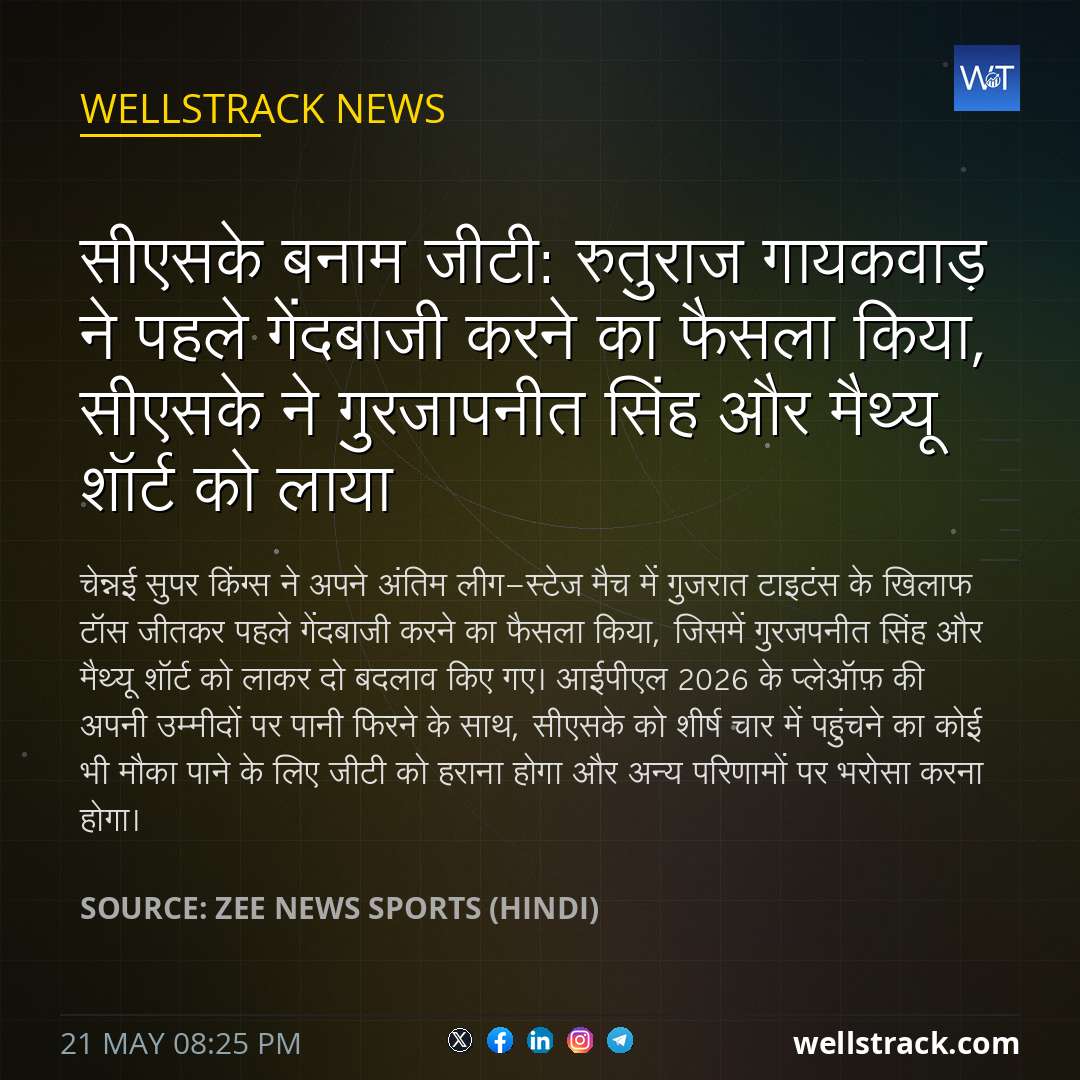 सीएसके बनाम जीटी: रुतुराज गायकवाड़ ने पहले गेंदबाजी करने का फैसला किया, सीएसके ने गुरजापनीत सिंह और मैथ्यू शॉर्ट को लाया — WellsTrack