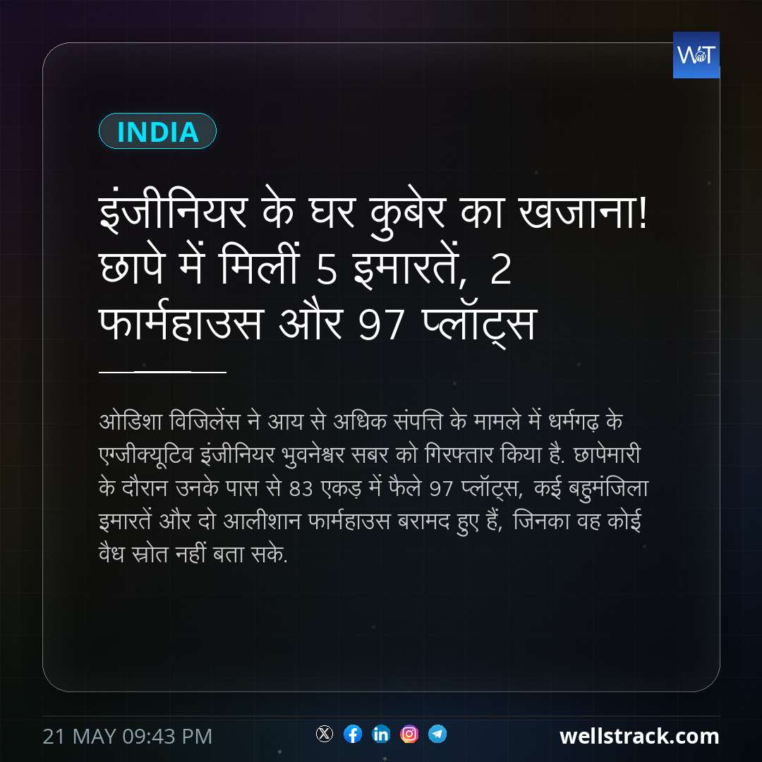 इंजीनियर के घर कुबेर का खजाना! छापे में मिलीं 5 इमारतें, 2 फार्महाउस और 97 प्लॉट्स — WellsTrack
