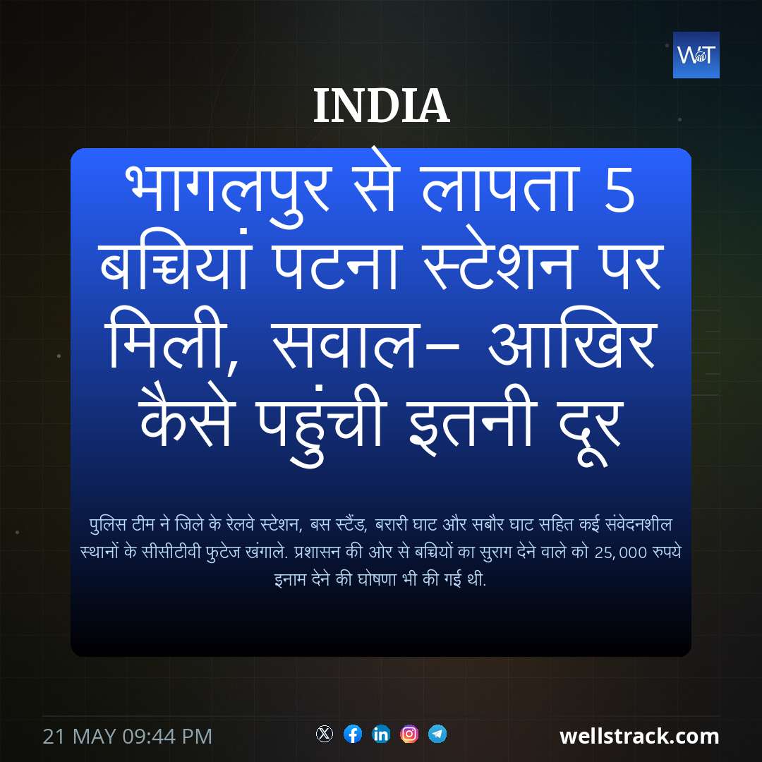 भागलपुर से लापता 5 बच्चियां पटना स्टेशन पर मिली, सवाल- आखिर कैसे पहुंची इतनी दूर — WellsTrack