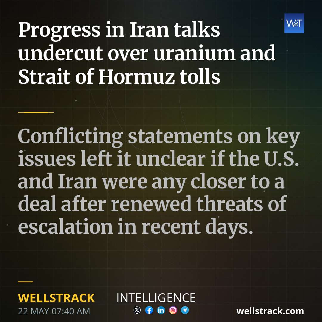 Progress in Iran talks undercut over uranium and Strait of Hormuz tolls — WellsTrack