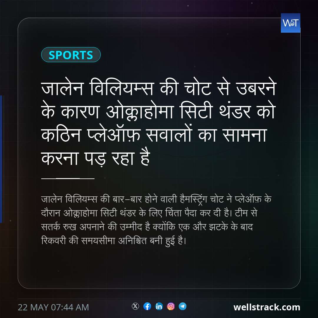 जालेन विलियम्स की चोट से उबरने के कारण ओक्लाहोमा सिटी थंडर को कठिन प्लेऑफ़ सवालों का सामना करना पड़ रहा है — WellsTrack