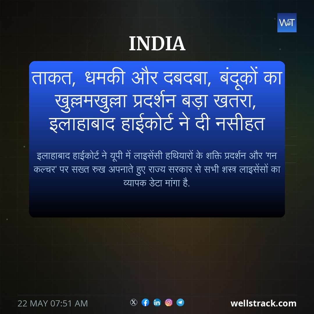 ताकत, धमकी और दबदबा, बंदूकों का खुल्लमखुल्ला प्रदर्शन बड़ा खतरा, इलाहाबाद हाईकोर्ट ने दी नसीहत — WellsTrack