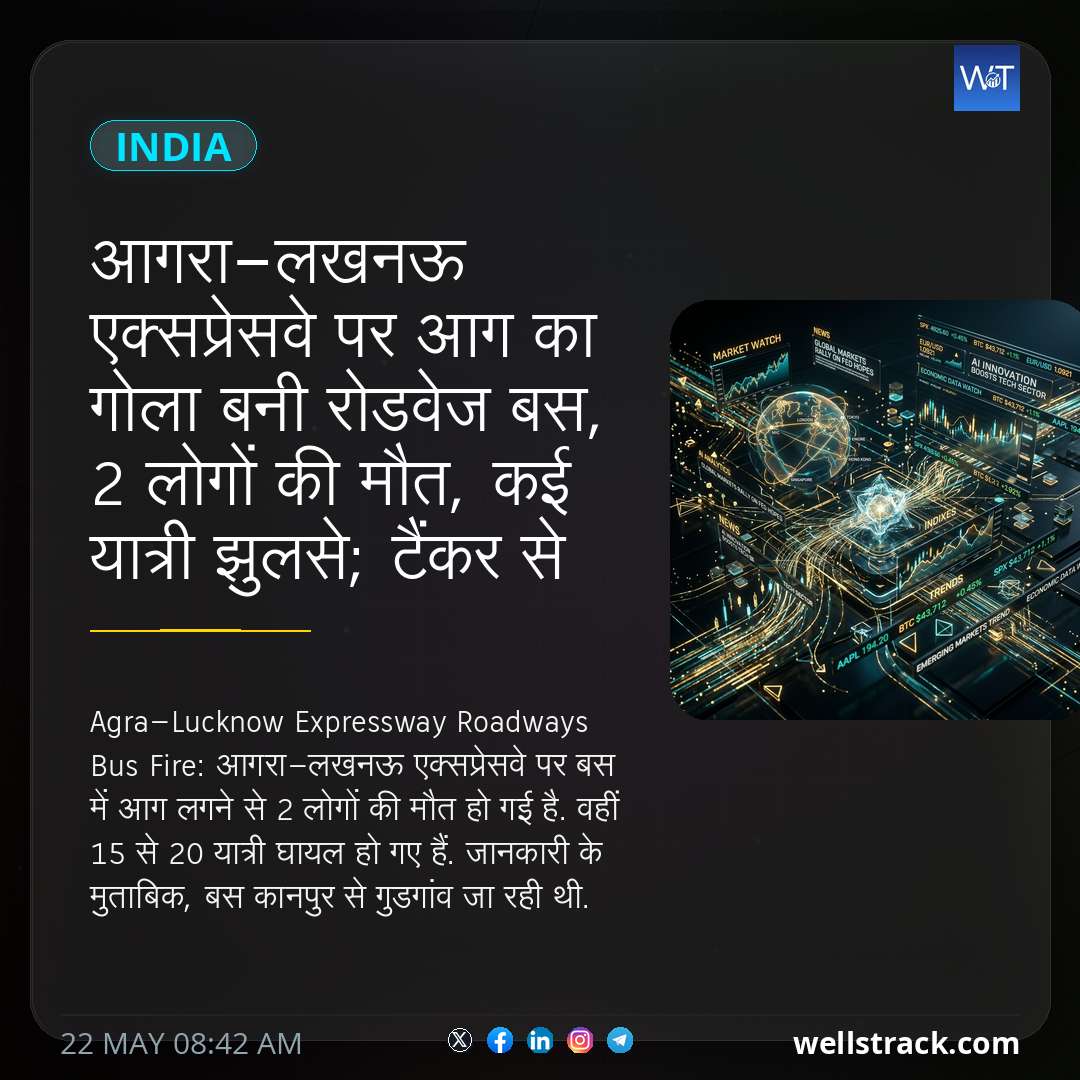 आगरा-लखनऊ एक्सप्रेसवे पर आग का गोला बनी रोडवेज बस, 2 लोगों की मौत, कई यात्री झुलसे; टैंकर से टकराने के बाद हादसा — WellsTrack
