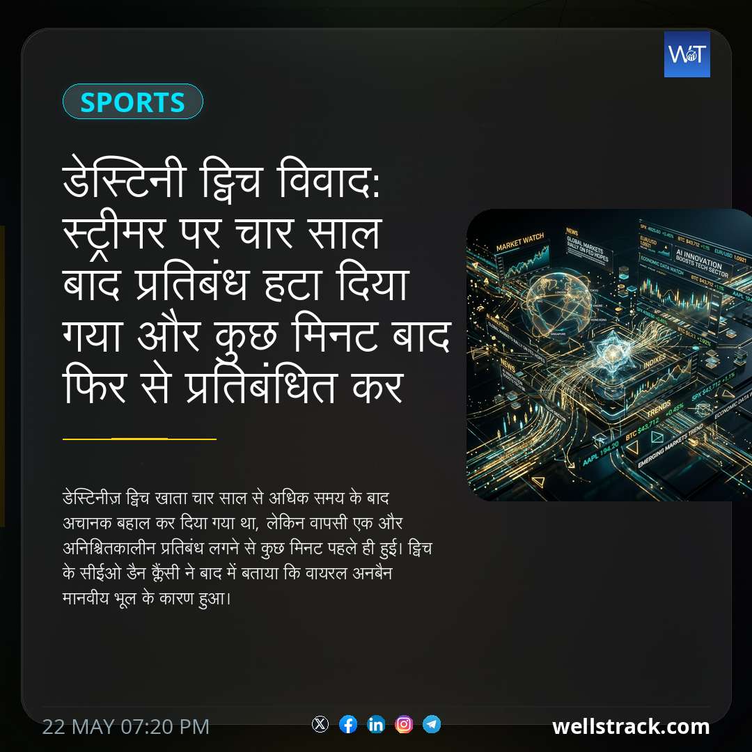डेस्टिनी ट्विच विवाद: स्ट्रीमर पर चार साल बाद प्रतिबंध हटा दिया गया और कुछ मिनट बाद फिर से प्रतिबंधित कर दिया गया — WellsTrack