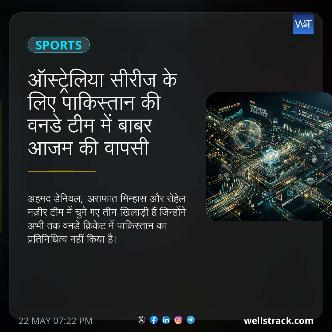 ऑस्ट्रेलिया सीरीज के लिए पाकिस्तान की वनडे टीम में बाबर आजम की वापसी — WellsTrack