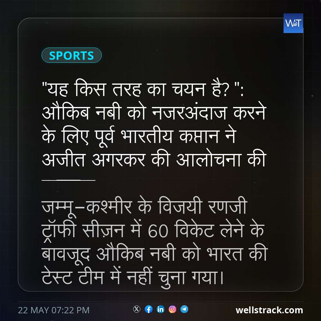 "यह किस तरह का चयन है?": औकिब नबी को नजरअंदाज करने के लिए पूर्व भारतीय कप्तान ने अजीत अगरकर की आलोचना की — WellsTrack