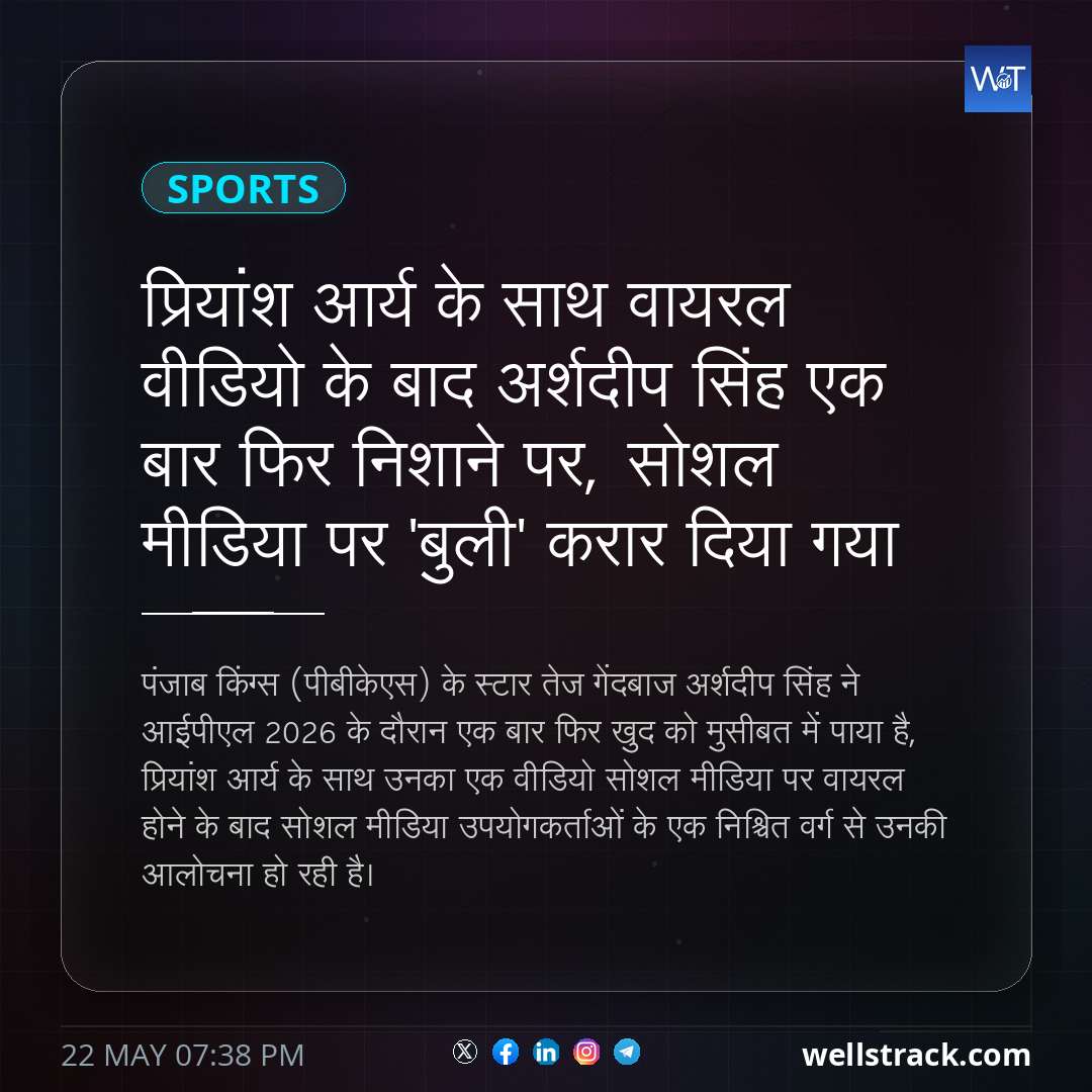 प्रियांश आर्य के साथ वायरल वीडियो के बाद अर्शदीप सिंह एक बार फिर निशाने पर, सोशल मीडिया पर 'बुली' करार दिया गया — WellsTrack