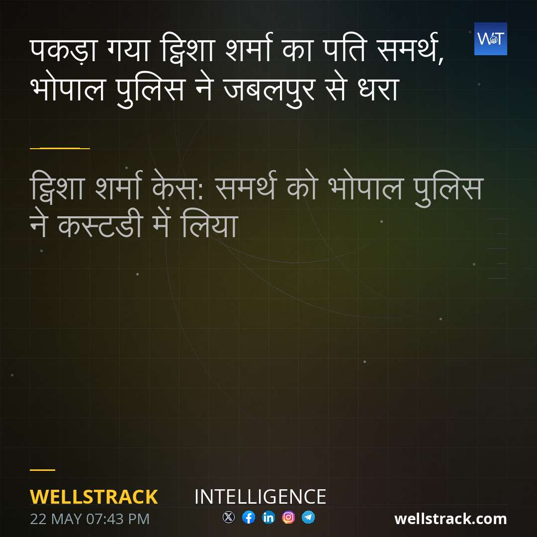 पकड़ा गया ट्विशा शर्मा का पति समर्थ, भोपाल पुलिस ने जबलपुर से धरा — WellsTrack