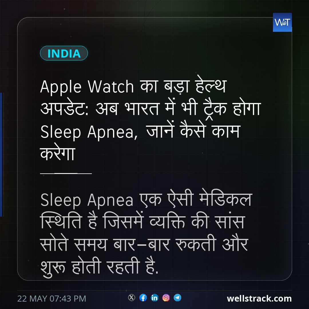 Apple Watch का बड़ा हेल्थ अपडेट: अब भारत में भी ट्रैक होगा Sleep Apnea, जानें कैसे काम करेगा — WellsTrack