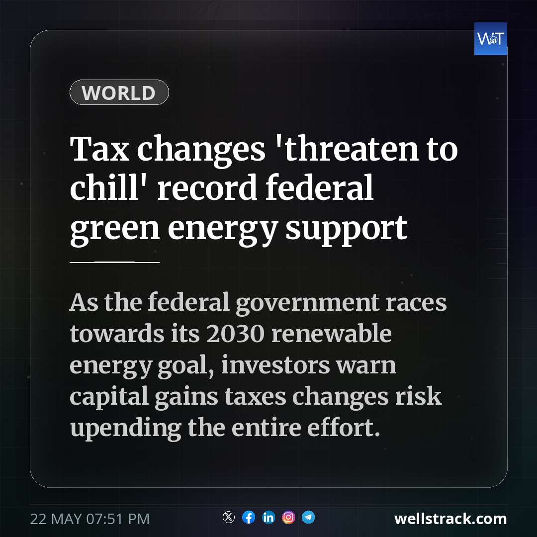 Tax changes 'threaten to chill' record federal green energy support — WellsTrack