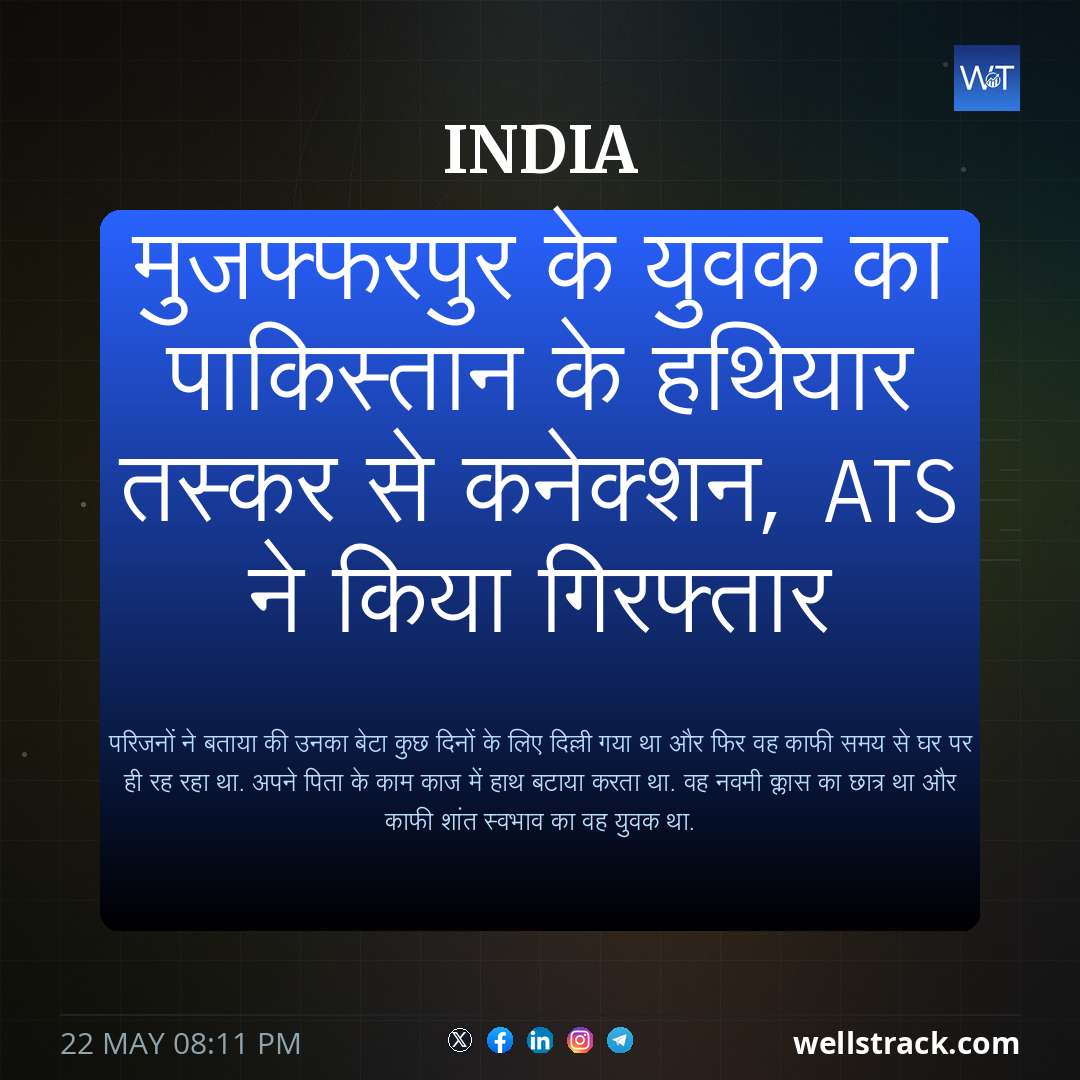 मुजफ्फरपुर के युवक का पाकिस्तान के हथियार तस्कर से कनेक्शन, ATS ने किया गिरफ्तार — WellsTrack