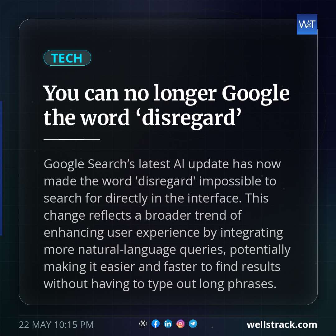 You can no longer Google the word ‘disregard’ — WellsTrack