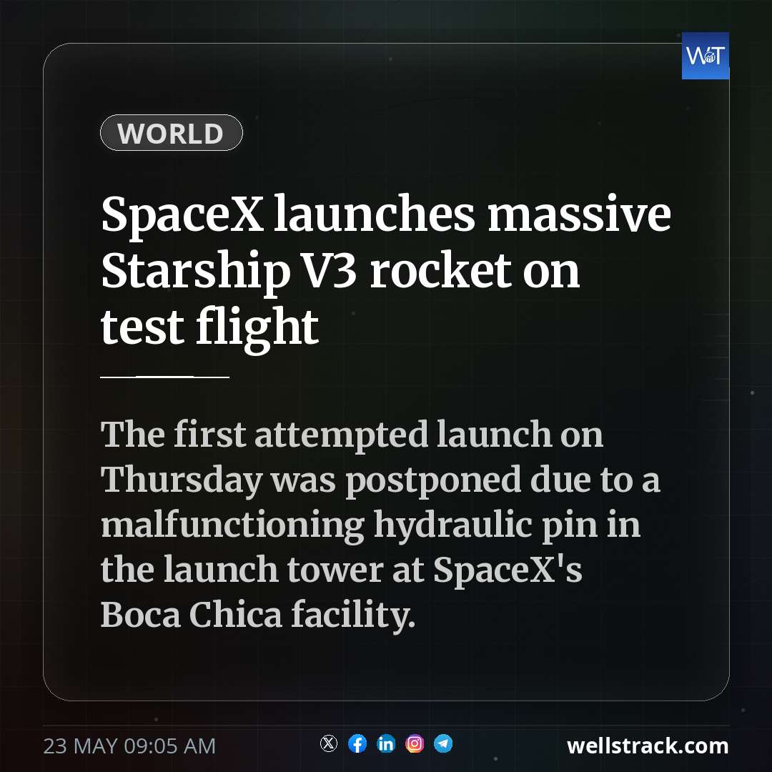 SpaceX launches massive Starship V3 rocket on test flight — WellsTrack