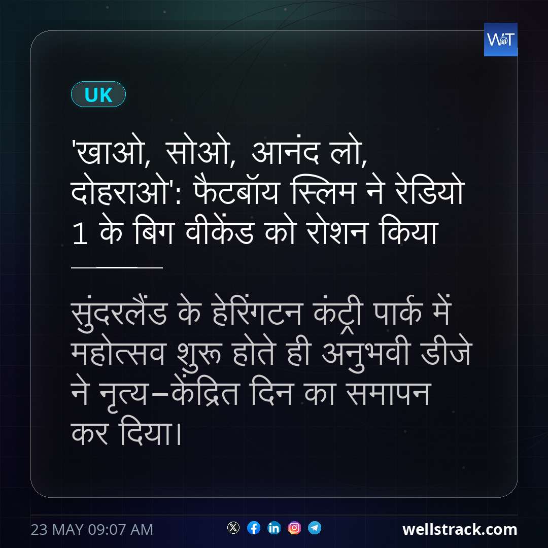 'खाओ, सोओ, आनंद लो, दोहराओ': फैटबॉय स्लिम ने रेडियो 1 के बिग वीकेंड को रोशन किया — WellsTrack