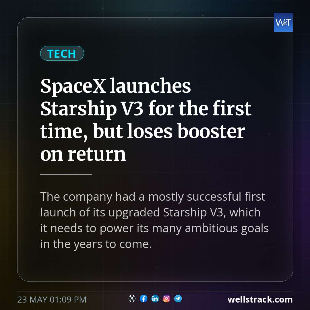 SpaceX launches Starship V3 for the first time, but loses booster on return — WellsTrack