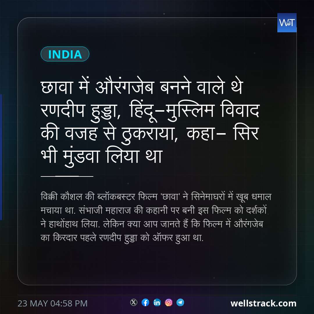 छावा में औरंगजेब बनने वाले थे रणदीप हुड्डा, हिंदू-मुस्लिम विवाद की वजह से ठुकराया, कहा- सिर भी मुंडवा लिया था — WellsTrack