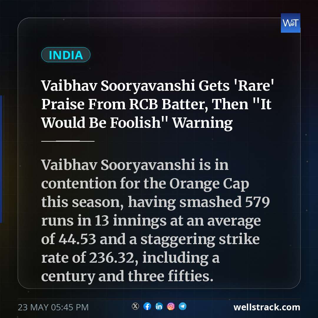 Vaibhav Sooryavanshi Gets 'Rare' Praise From RCB Batter, Then "It Would Be Foolish" Warning — WellsTrack
