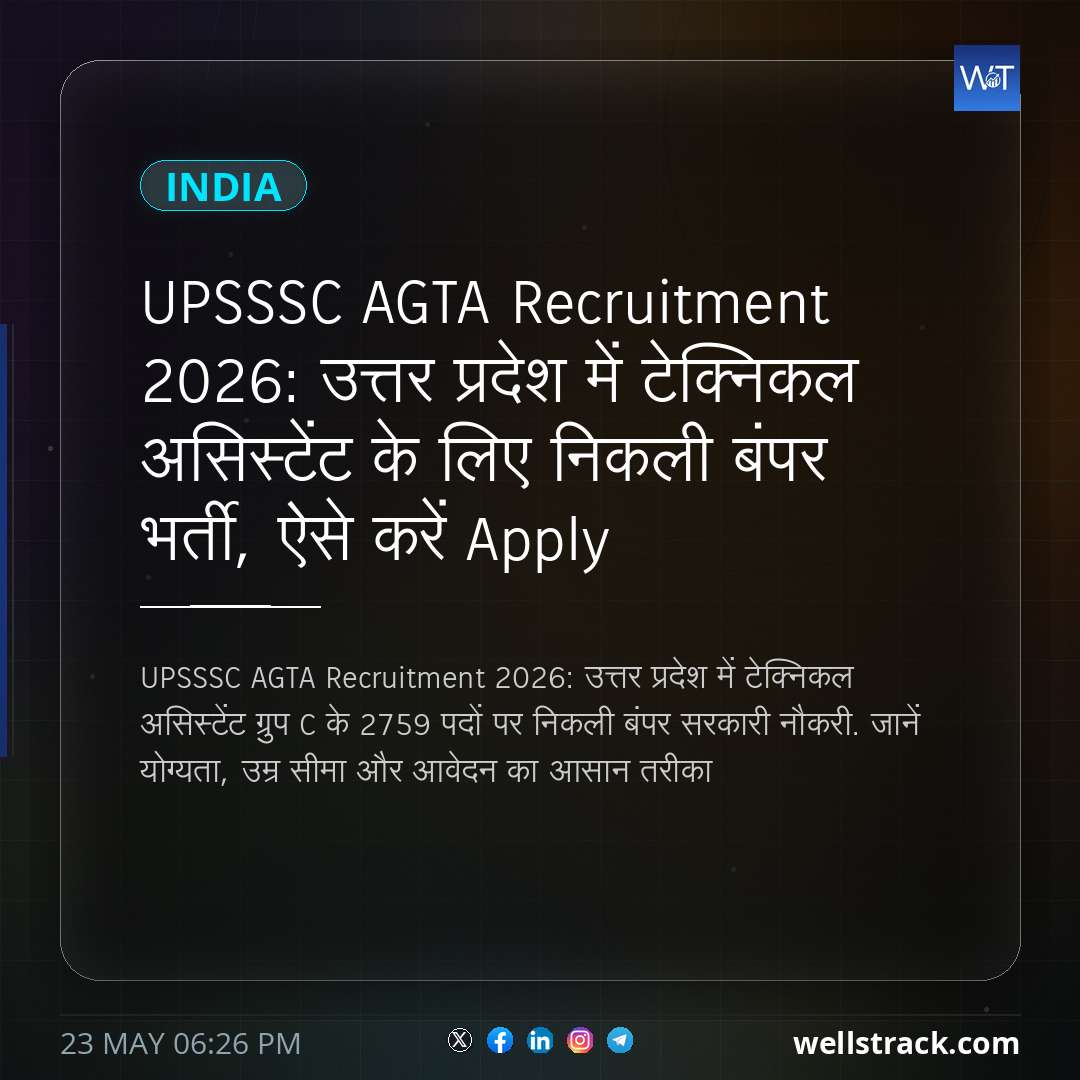 UPSSSC AGTA Recruitment 2026: उत्तर प्रदेश में टेक्निकल असिस्टेंट के लिए निकली बंपर भर्ती, ऐसे करें Apply