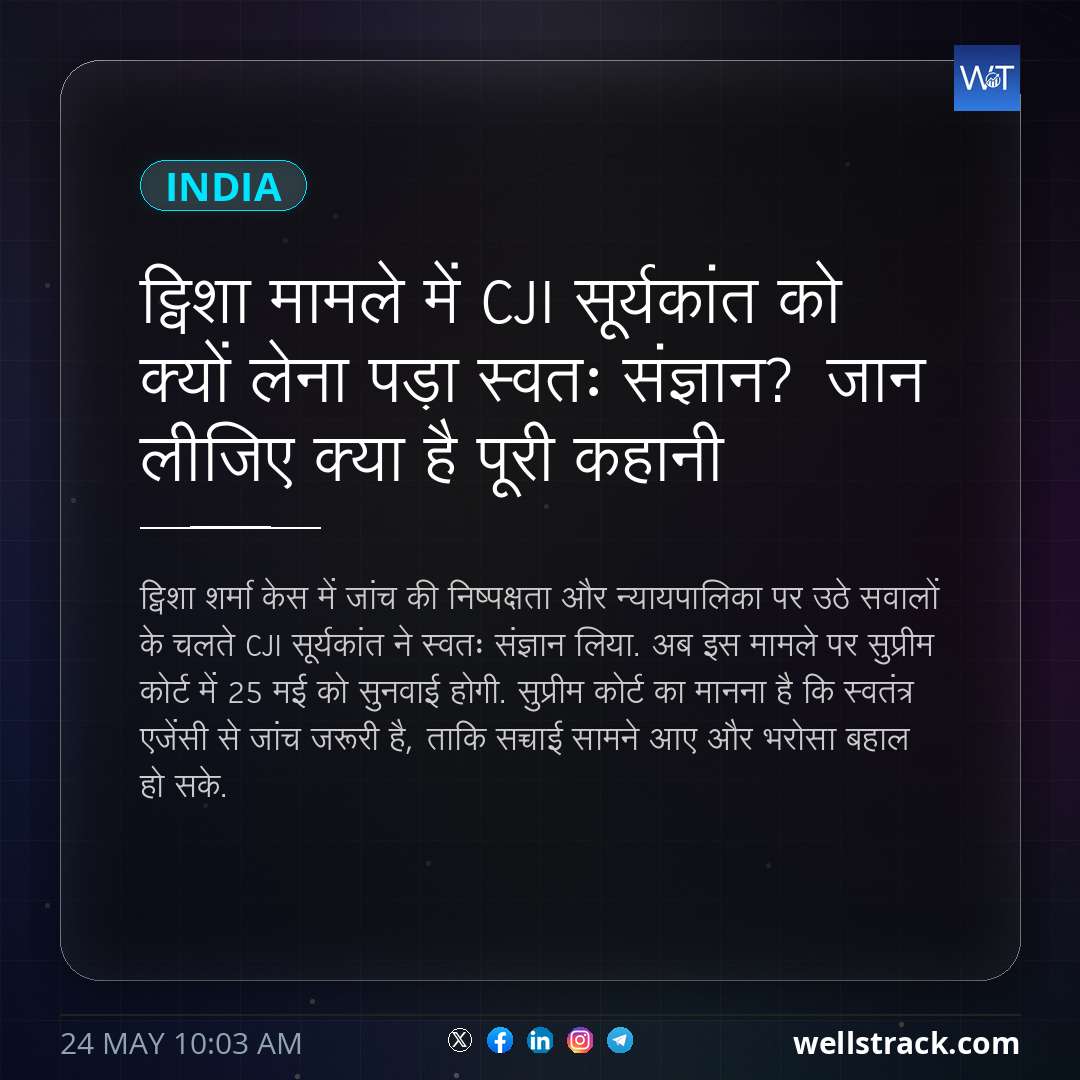 ट्विशा मामले में CJI सूर्यकांत को क्यों लेना पड़ा स्वतः संज्ञान? जान लीजिए क्या है पूरी कहानी — WellsTrack