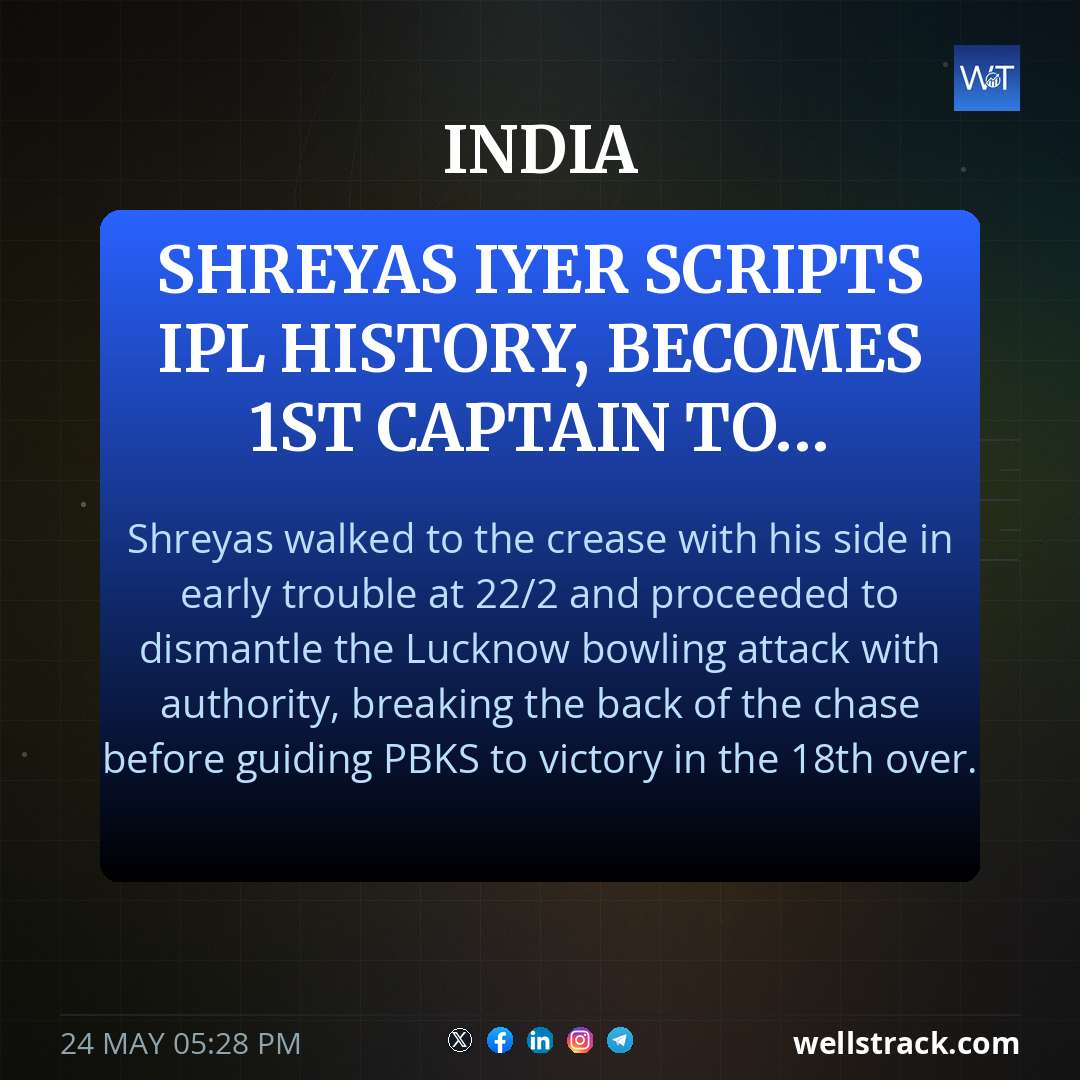 Shreyas Iyer scripts IPL history, becomes 1st captain to... — WellsTrack